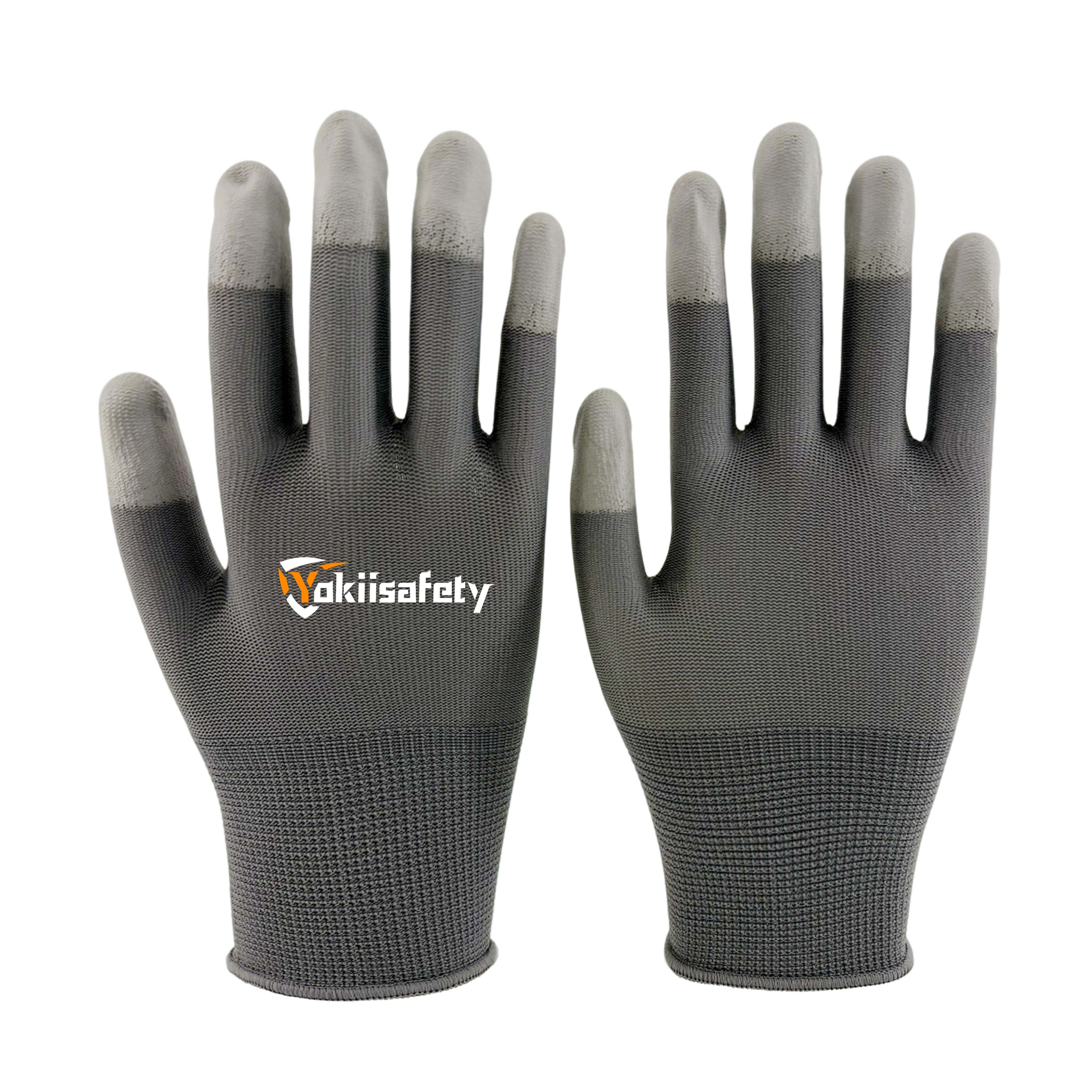 13 Gauge Polyester PU Finger Coated Gloves