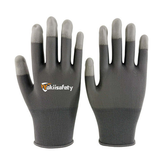 13 Gauge Polyester PU Finger Coated Gloves
