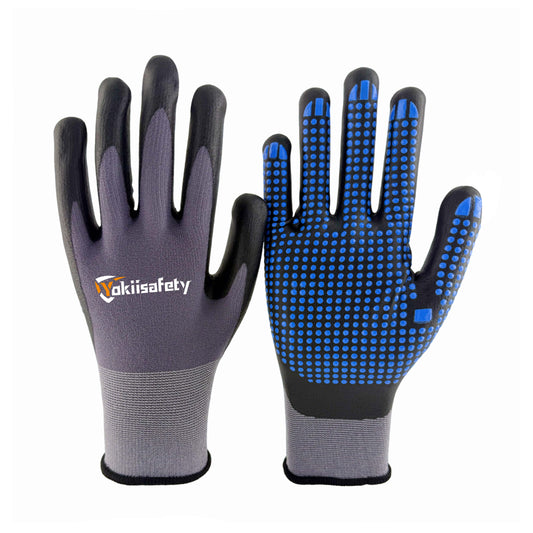 15 Gauge Nitrile Foam Dotted Gloves