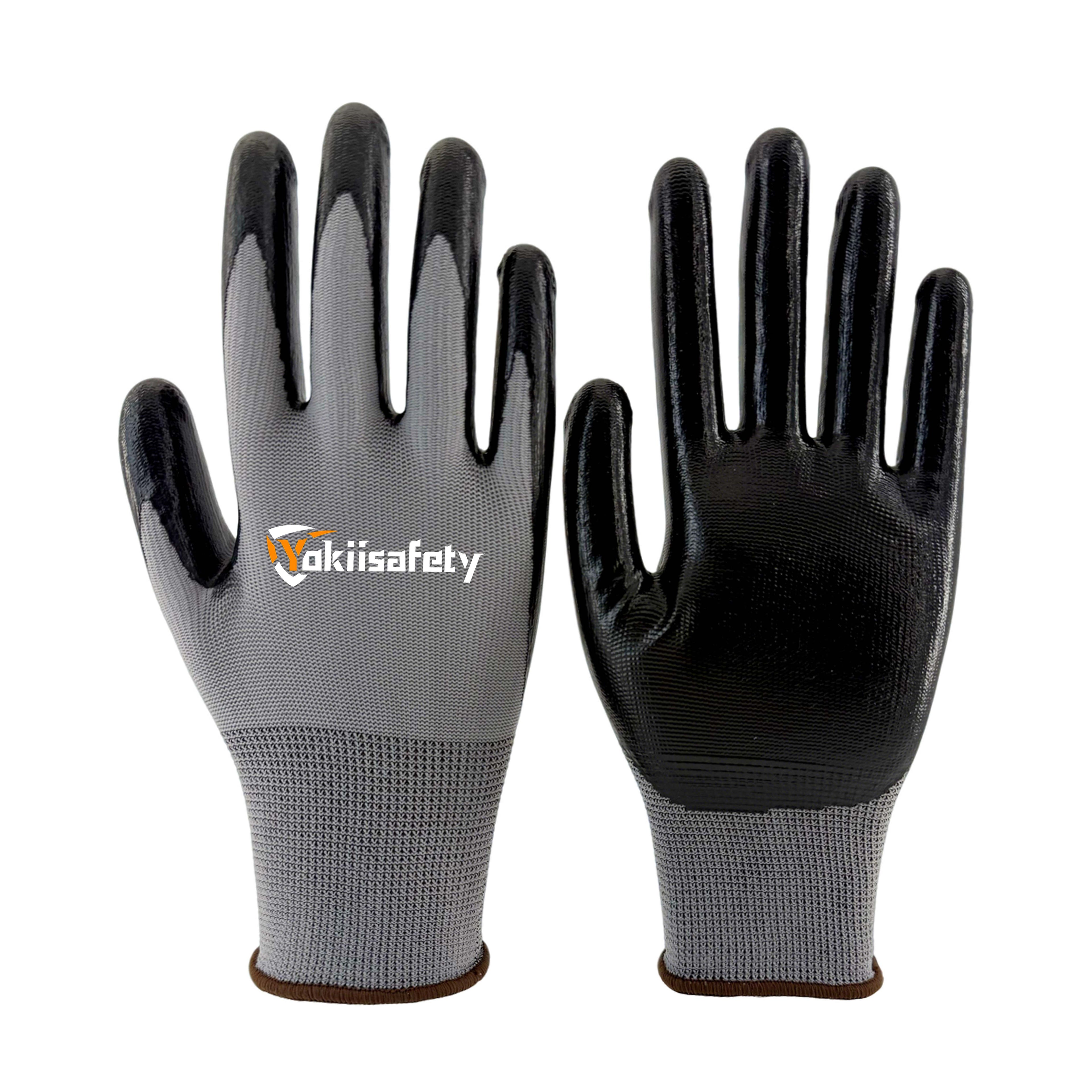 13-gauge polyester gloves with smooth nitrile coating